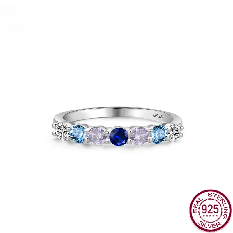 

Новинка кольцо из серебра 925 пробы с цирконом из серии Sea Blue для женщин Instagram, коронообразный дизайн, многослойные ветрозащитные бриллианты, свадебные украшения