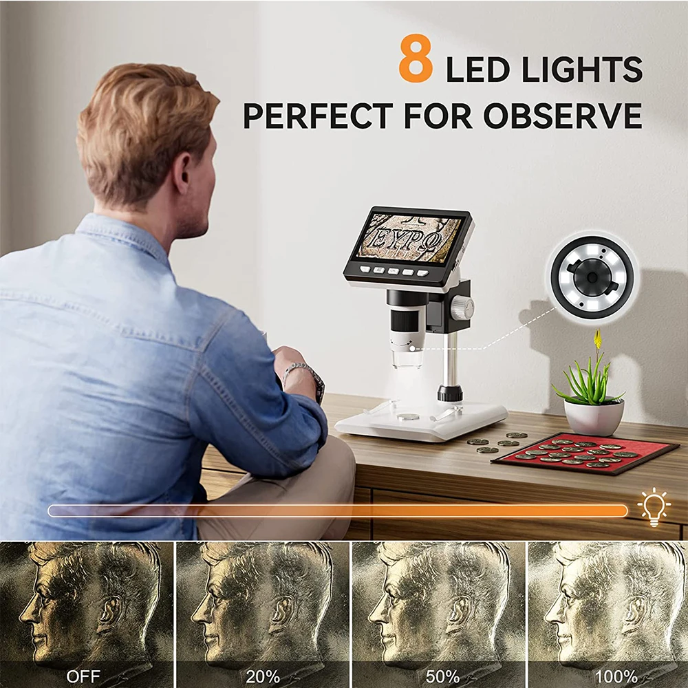 Elikliv EDM43 1000x 1080P Digital Microscope for electronics 4.3" Microscope for cell phones Soldering PCB Repair support PC Lap 6