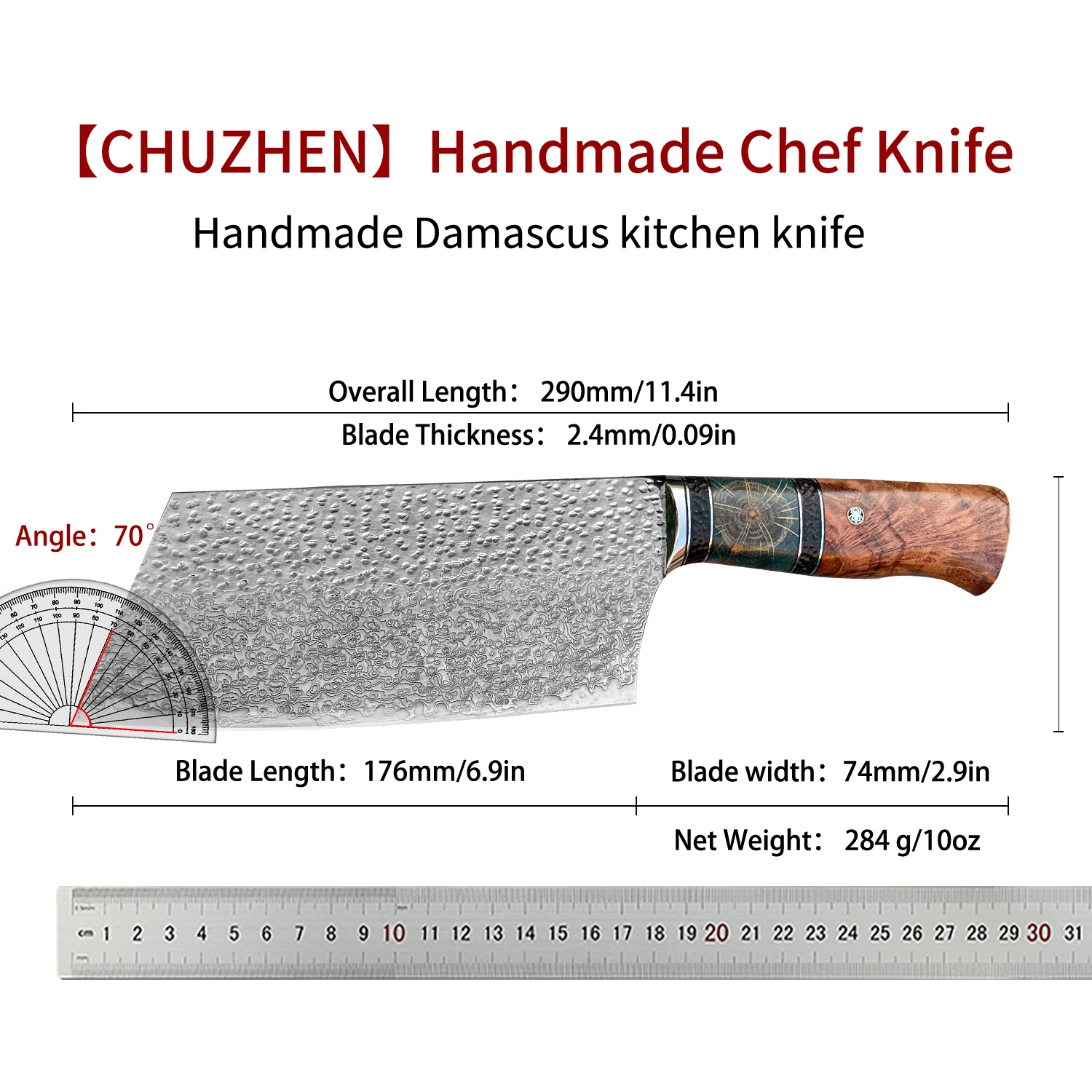 

PEDWIFE Handmade China 6.9 Inch Damascus Steel Cutting Kitchen Knife Cooking Tools Ba Huaying Wood Kitchen Knife