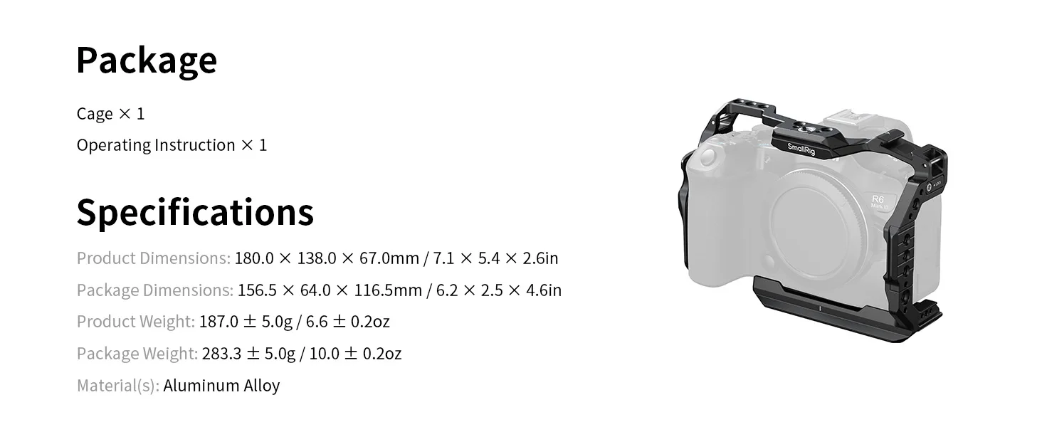 SmallRig R6 Mark III „HawkLock“ Schnellwechselkäfig für Canon EOS R6 Mark III / R6 Mark II, mit Arca-Swiss Schnellwechselplatte – Detail 9