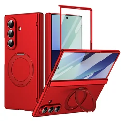 360 Rotation Ring Holder Phone Case with Magsafe Wireless Charging Compatibility - Galaxy Z Fold7 (Red)