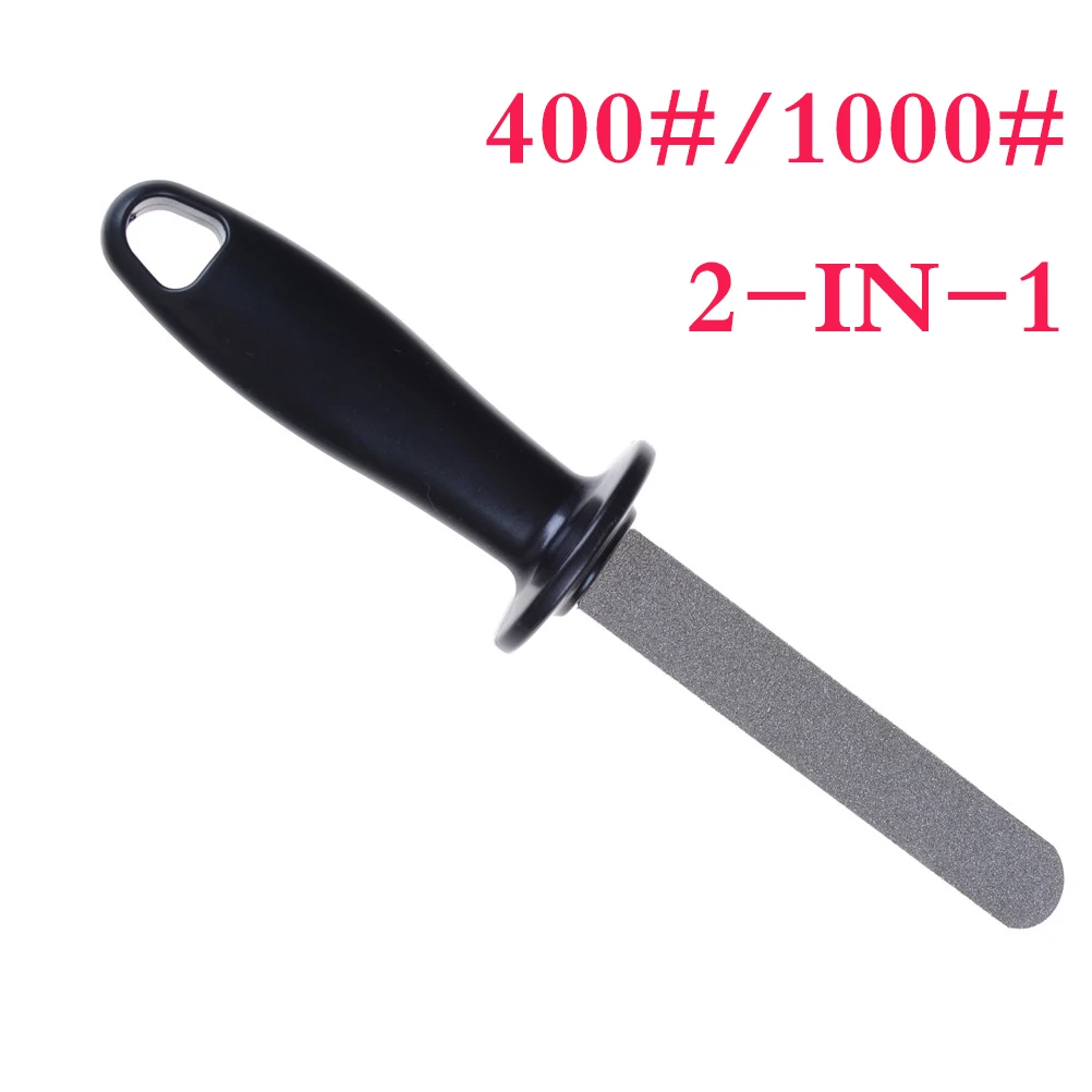 Premium Non-Slip Handle Double-Sided Metal Knife Sharpener (Coarse 400# / Fine 1000#) – Ideal Kitchen Tool