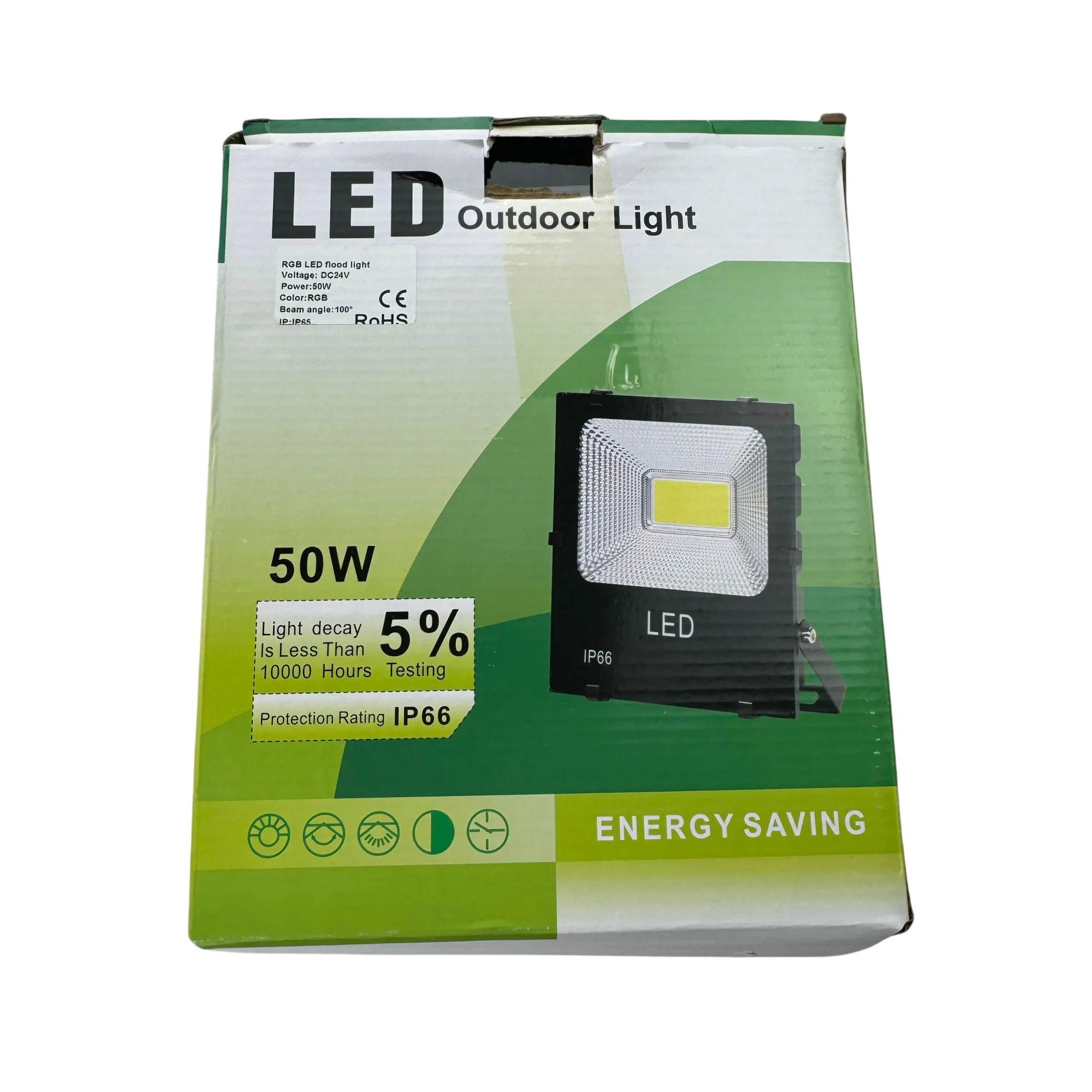 50W RGB LED 투광등; DC24V 입력; 내장형 4선 PWM 드라이버 포함