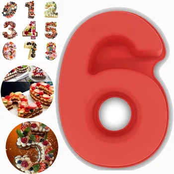 10 Inch Large Number Cake Molds 3D Silicone Pan With 0/1/2/3/4/5/6/7/8 DIY Fondant Number Mould For Cakes Pastry Baking