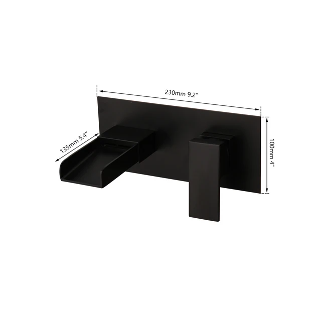 Kemaidi ก๊อกน้ำอ่างน้ำสีดำด้านฝังกล่องวาล์วก๊อกน้ำซิงค์ห้องน้ำติดผนังมือจับเดี่ยวน้ำตกผสมก๊อก 6