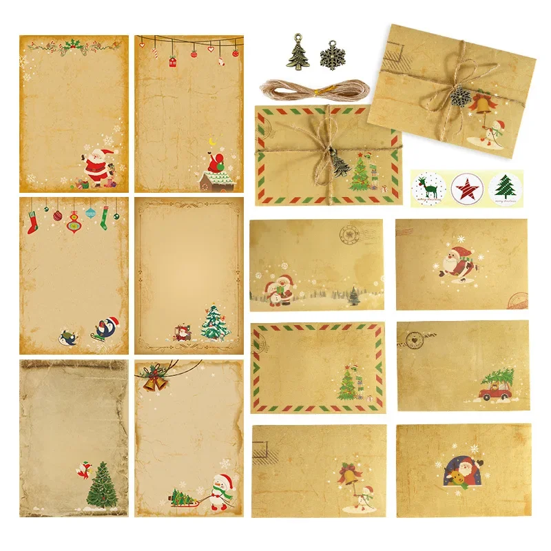 Merry Christmas Envelopes Kawaii Santa Claus Snowman Letter Paper DIY Xmas Gifts Invitation Greeting Cards Envelopes Stickers kraft paper envelopes mailing envelopes gift card envelopes