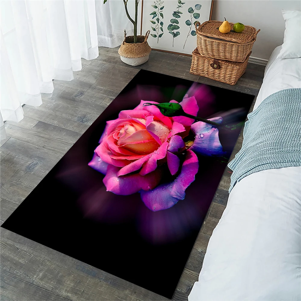 CLOOCL Fashion Flowers Floor Mat Yellow Rose Petal 3D Printed Carpets for Living Room Area Rug Kitchen Mat Alfombra 80x120cm