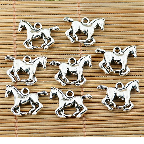 

70pcs tibetan silver color 3D running horse charms EF1496
