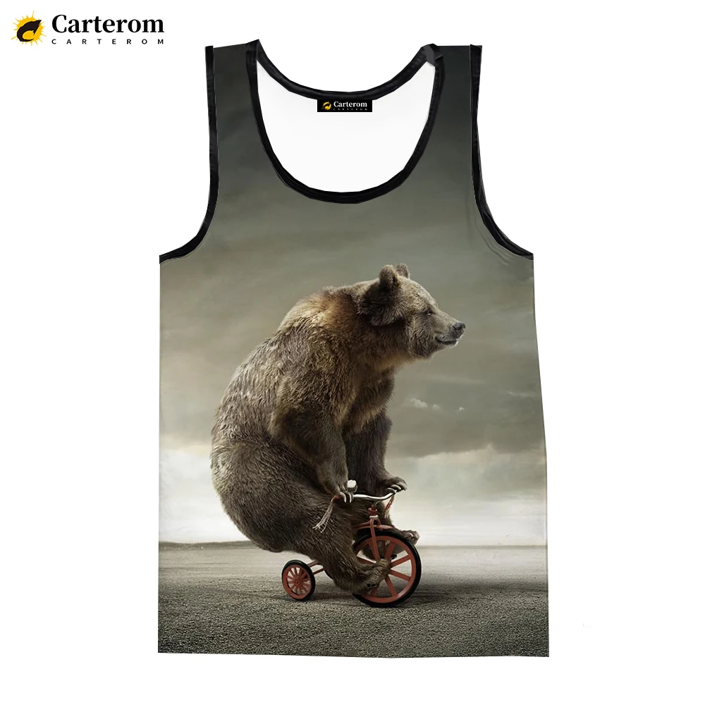 

2023 Модные майки с животным медведем, жилет с 3D цифровой печатью в стиле Харадзюку, мужские и женские повседневные бриллианты, футболки без рукавов |