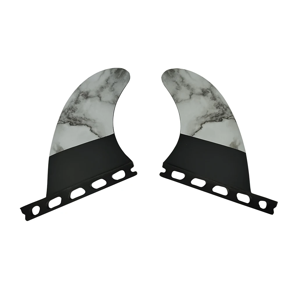 GL Twin Fin Surfboard Fins Set, Marmorização Single Tabs, Base Surf