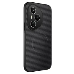 Luxury Carbon Fiber Leather Magnetic Phone Case - Protective Bumper Cover for HONOR 400 Pro (Black)