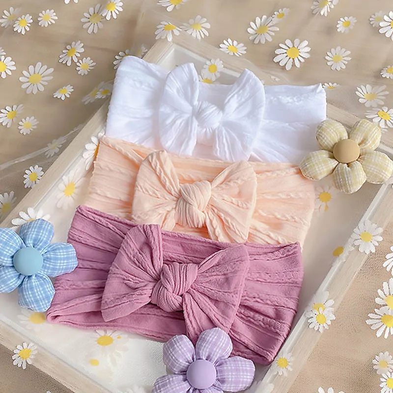 3Pcs/Set New Bows Baby Girls Headband Soft Nylon Elastic Infant Toddler Hair Band For Newborn Baby Hair Accessories Gift 3