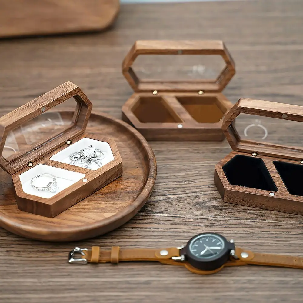 

Romantic Wood Bead Case Gift Wedding Jewelry Box Proposal Wooden Storage Box Ring Box Ring Bearer Box Presentation Box