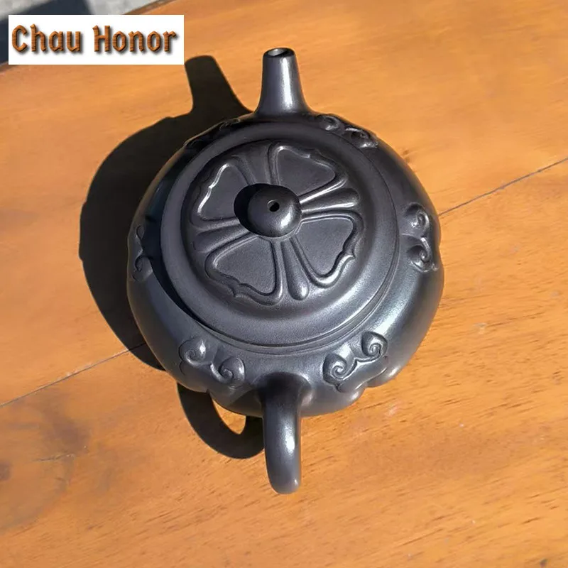 220ml Authentic Yixing Purple Clay Teapots Handmade Rhombus Flower Pot Raw Ore Stone Yellow Mud Kettle Zisha Teaset Tea Services