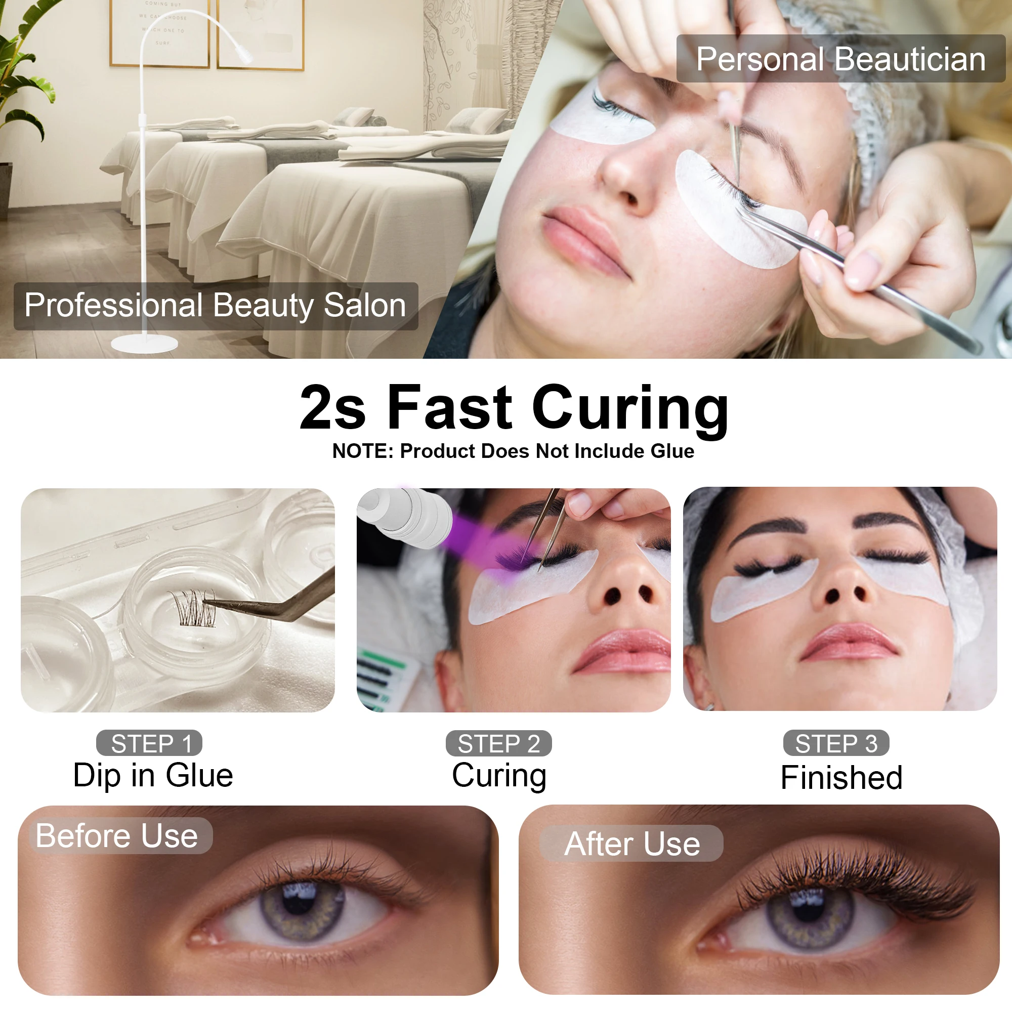 12W LED UV lamp eyelash extention gel curing floor lamp for beauty salon foot switch adjustable holder angle spotlight