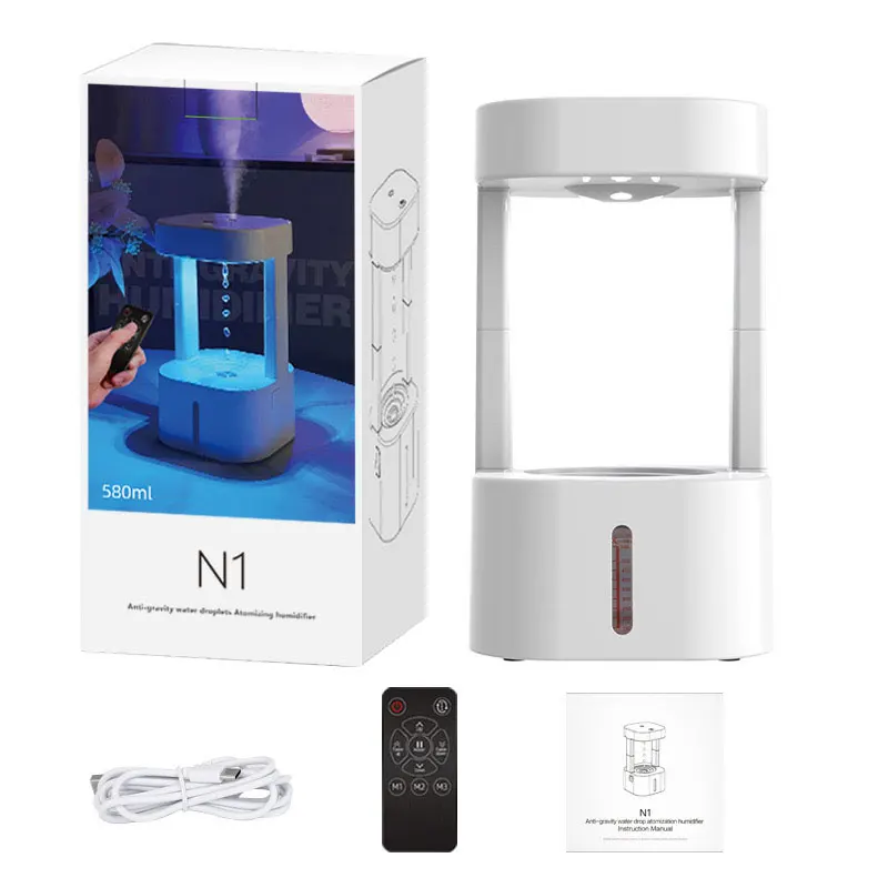 Home Anti Gravity Drip Backflow Spray Humidifier LED Color Night Light Remote Control Aromatherapy Machine Office Atomizer 4