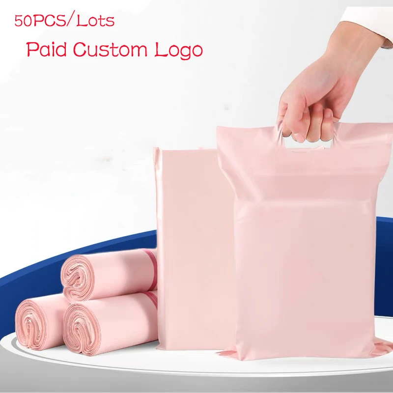 50PCS Thickening Shipping Bags PE Plastic Express Envelope Storage Light Pink Color Mailing Bags Self Adhesive Seal Courier Bag 100pcs plastic shipping envelope flamingo printed courier bag self sealing adhesive mailing bags waterproof gift pouches 5 sizes