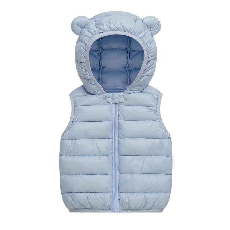 0-4Y Kids Bear Ear Hooded Puffer Vest Children's Warm Sleeveless Jacket Multi - Color