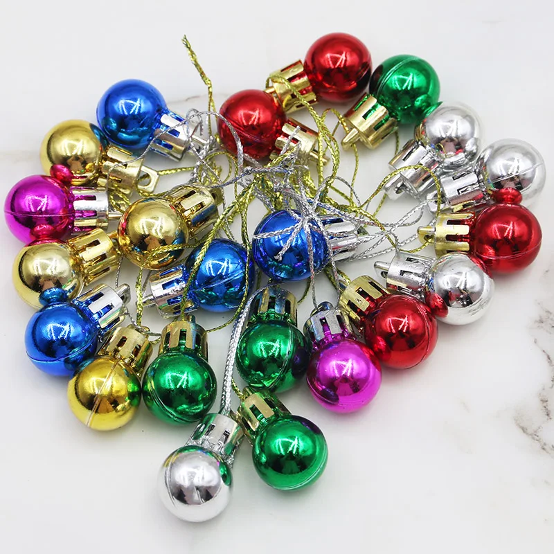 (24pcs/pack) 20mm Mini Color Christmas Ball Electroplating Bright Light Balls New Year Party Decoration Atmosphere Photo Pendant