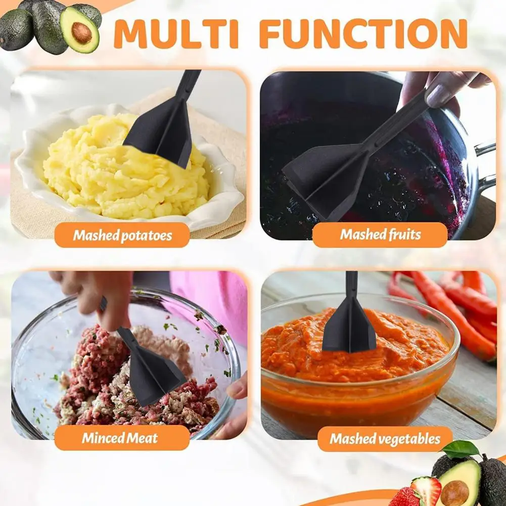 Avocado Masher Sauce Stirrer Meat Grinder Heat-resistant Meat Masher Long Handle Chopper for Ground Beef Hamburger for Mixing