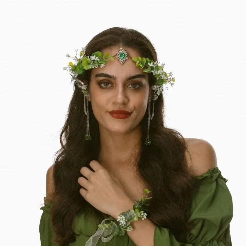 Fantasia Princesa Com Coroa E Orelhas Verdes - Cosplay Halloween