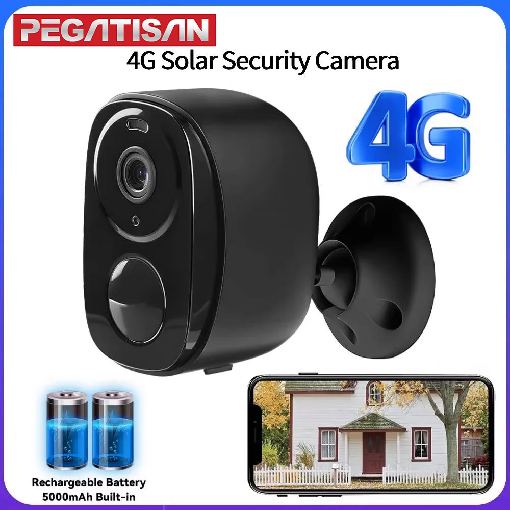 5MP 4G Solar Security Camera 2K HD Wireless Outdoor Color Night Vision Battery Powered Support PIR Waterproof Two-Way Audio 1