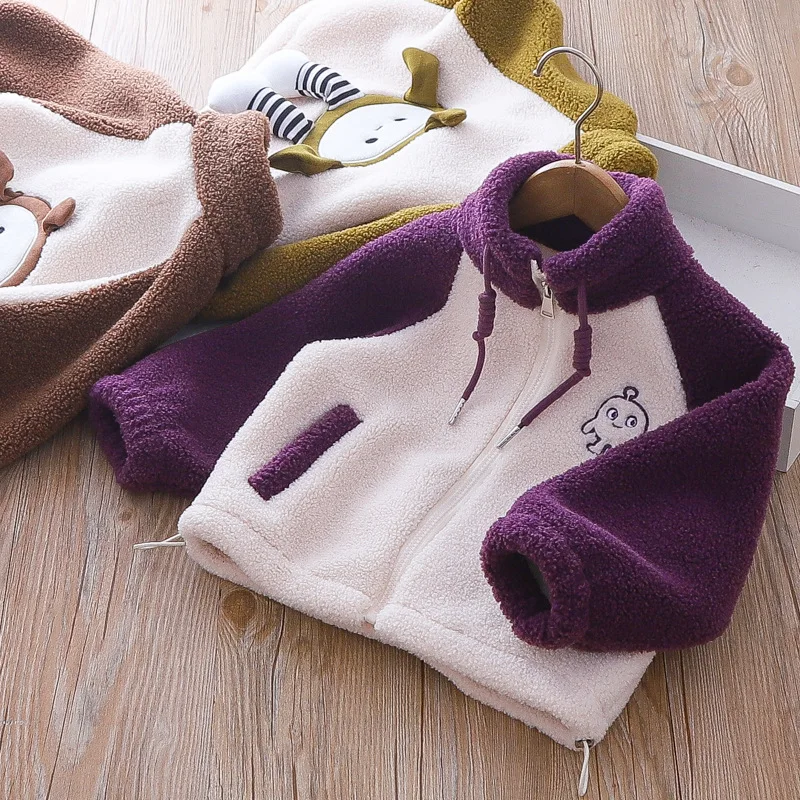 

Children Clothing Outerwear Autumn Winter Coat 2023 New Lamb Wool Plush Sleeves Baby Top for Outdoor Wear Jacket