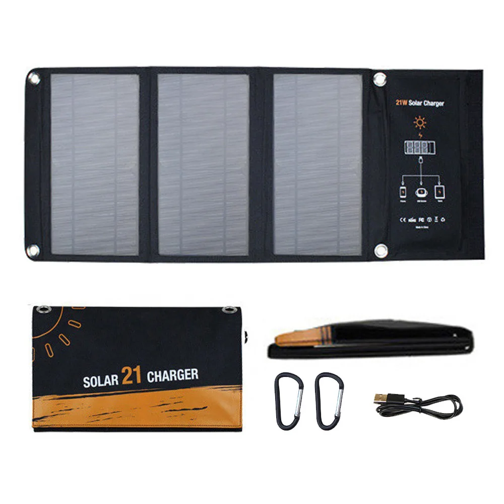 FoldablePortableSolarPanelCharger5V15W21WDualUSBChargingfor