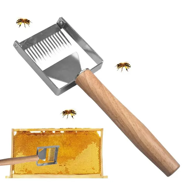 Mézes Villa Rozsdamentes Acél Méheszerékek Méhsejt Késsel Uncapper Méhész Tine Hive Scraper Tool Wooden - Image 3