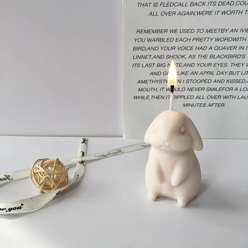 

3D Rabbit Candle Silicone Mold Easter Bunny Resin Casting Mould for DIY Candle Making Polymer Clay Craft Plaster Home Decoration