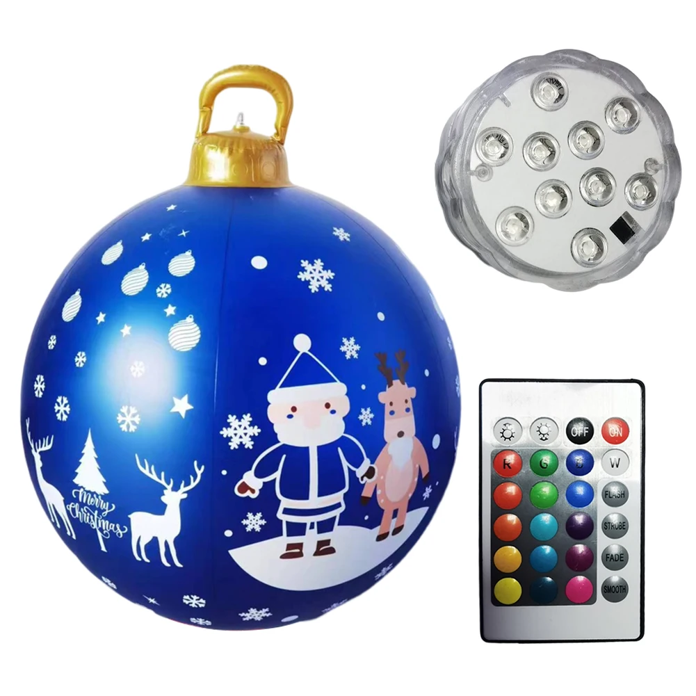 thumbnail image 1 of Bola de atmósfera gigante de 60 cm, adorno colgante de PVC brillante para árbol de Navidad con luz, impermeable, para decoración de hogar, jardín, fiesta de Año Nuevo, 1 of 5