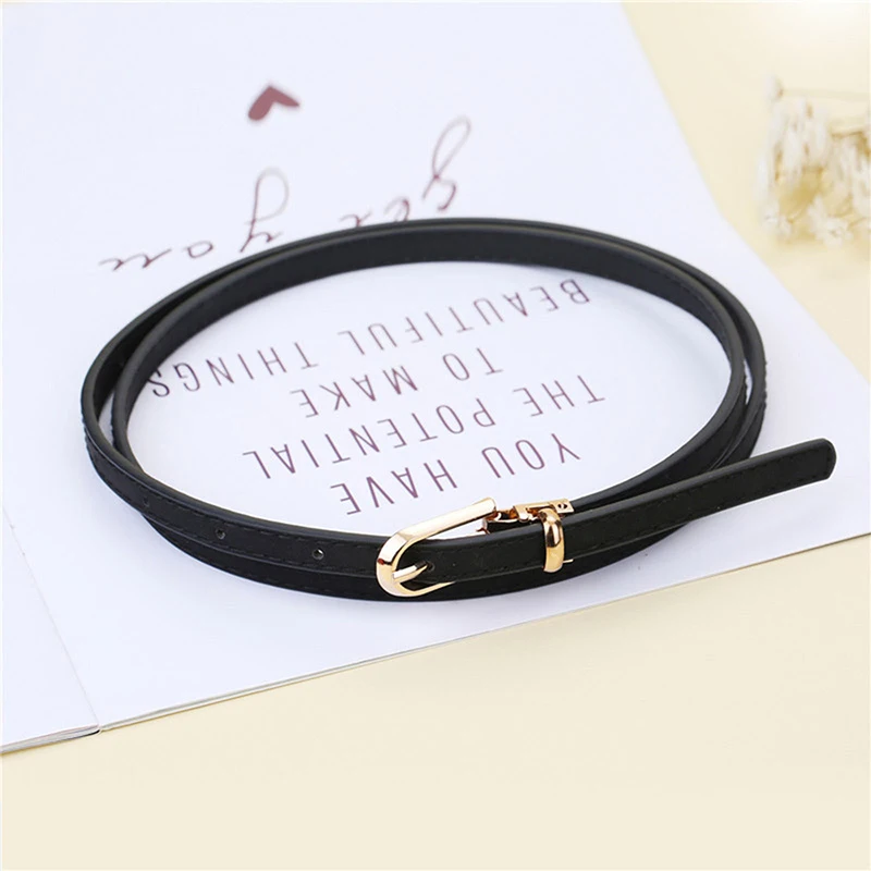 1PC Mode Schwarz Weiß Grau Frauen Gürtel Dünne Dünne Bund Pin Schnalle Verstellbaren Gürtel Sommer Kleid Jeans Strap Pu gürtel – Detail 9