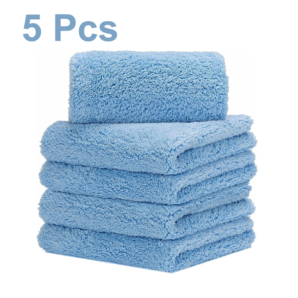 5 pcs of Borderless Microfiber Automotive Towel Details Dry Cleaning Polishing Towel Plush Absorbent Microfiber Cloth 500 GSM 5