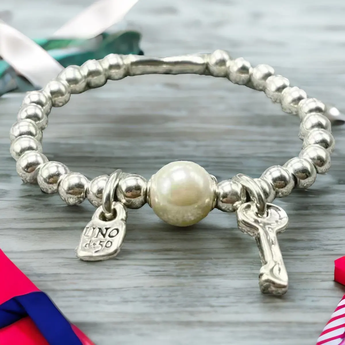 

Новинка 2024, популярный изысканный модный Гальванизированный браслет unode 50 с жемчугом 925 и ключом, ювелирные изделия в подарок