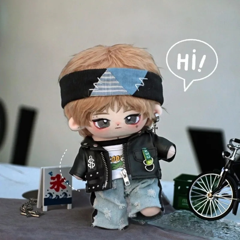 20cm baby clothes set, cotton baby clothes, leather clothes, torn pants, and headband item 4