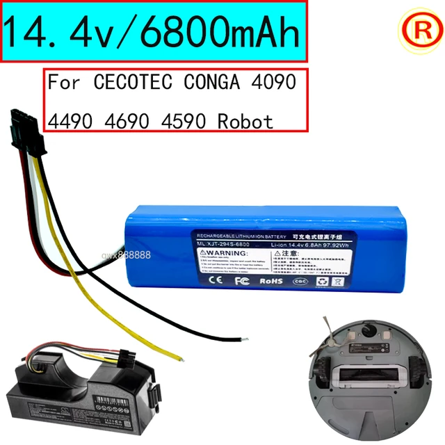 New 12800MAH Li-ion Battery For CECOTEC CONGA 4090 4690 Robot Vacuum  Cleaner 14.4V 14.8V 18650 - AliExpress