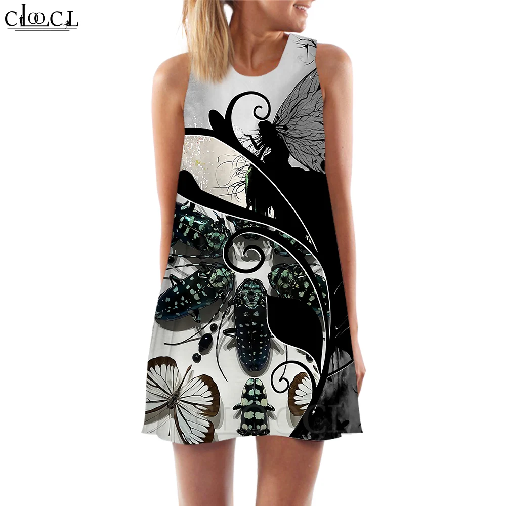 

CLOOCL Animal Women Tank Top Dress Insect Butterfly Pattern 3D Printed Short Dress Fashion Party Female Vest Sleeveless Dress