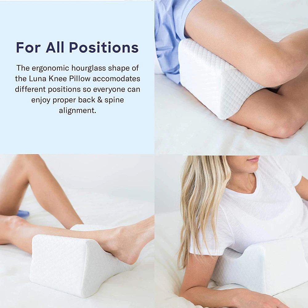 Knee Pillow for Side Sleepers -100% Memory Foam Wedge Contour