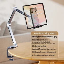 Sleek Aluminum Alloy Universal Desktop Stand with Mechanical Arm (Grey)