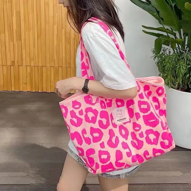 

Canvas Tote Bag Women's Handbag Girl Leopard Pattern Lady Fashion Large Capacity Cheap Casual Shopper Shopping Shoulder Bags