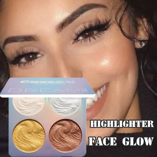 Four Color Chameleon Highlighter Palette Waterproof Long Lasting Contour Powder Brighten Makeup