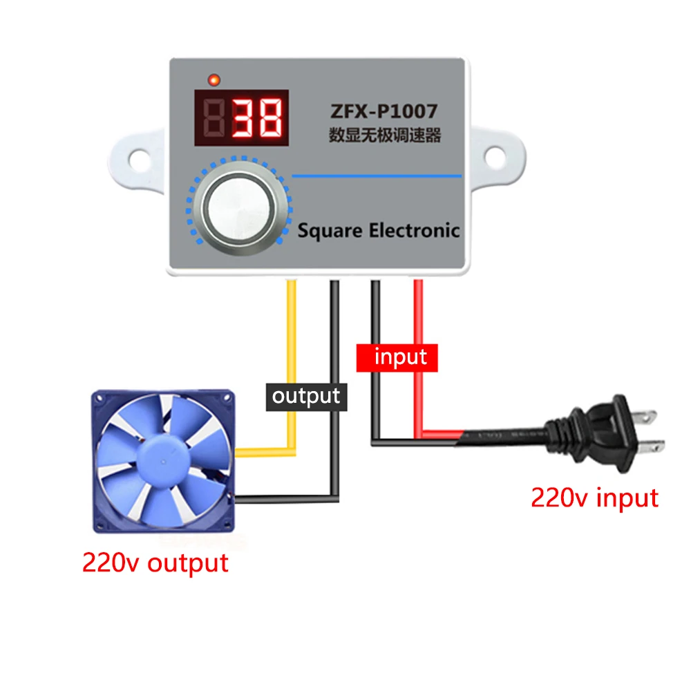 Controlador de Velocidade do Interruptor do Ventilador com Display Digital Durável Redutor do Motor Regulador Fonte de Alimentação Ajustável 220v 500w