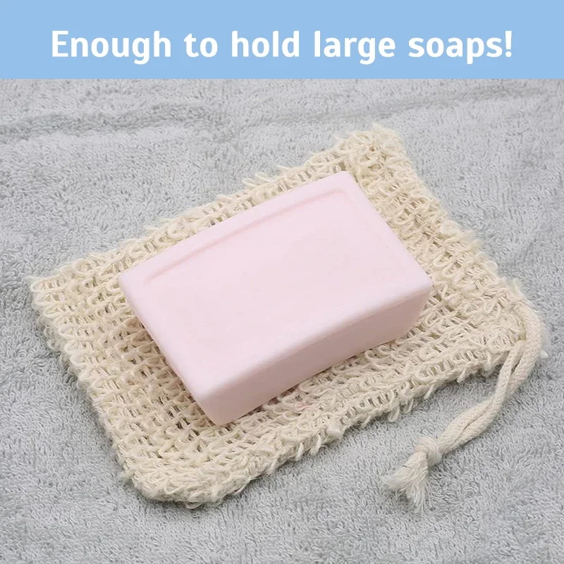 3/5Pcs Sisal Soap Saver Bag Exfoliating Mesh Pouch Eco Friendly Natural Zero Waste Foaming And Scrubbing Sisal Bag FOR Bathroom