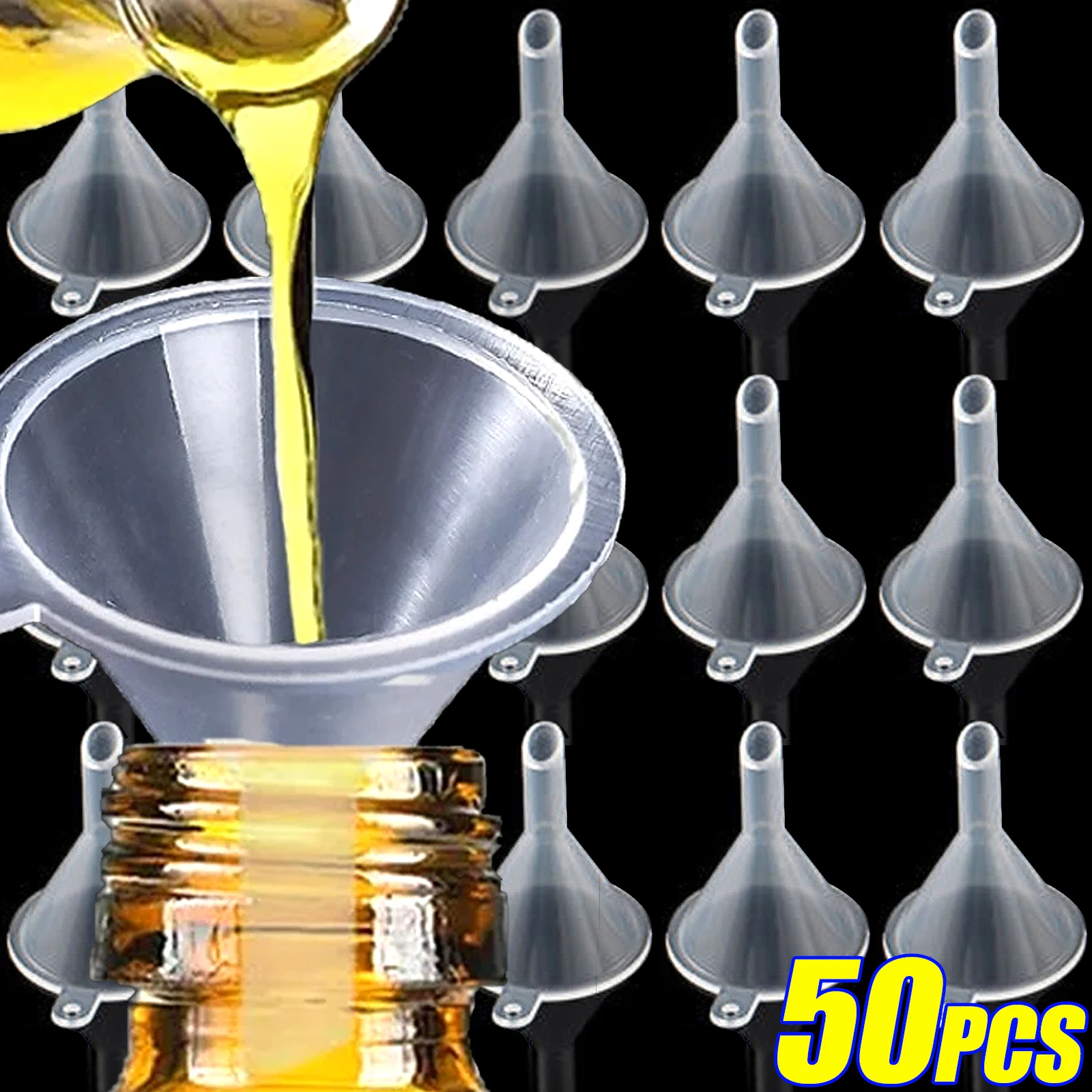 50-2Pcs Mini Funnel 3/5cm Transparent Liquid Oil Funnel Small Mouth School Laboratory Experimental Supplies Kitchen Tools