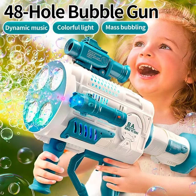 Bubble Gun Rocket 29 Holes Soap Bubbles Machine Gun Shape Automatic Blower  With Light Toys For Kids Pomperos Christmas Gift - AliExpress