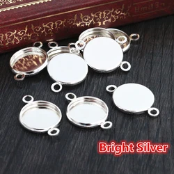 Multi - Size Colorful Plated Iron Pendant Trays - 8mm x 50pcs (Silver)