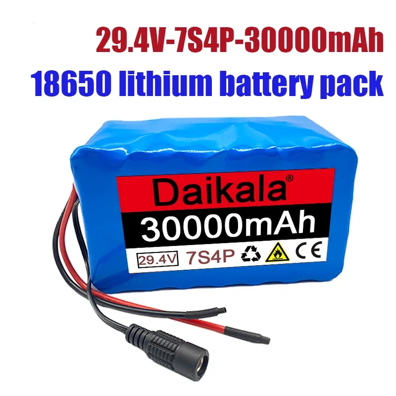 

7S4P 24V li-ion battery pack 29.4v 30Ah electric bicycle motor ebike scooter 18650 lithium rechargeable batteries 30000mAh