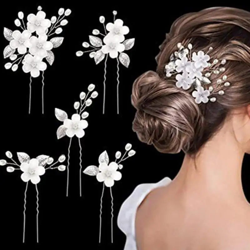 Pack Of 15 Wedding Hair Accessories Set UShape Hair Clip Side Pin With Pearls And Rhinestones For Bride And Bridesmaid 964A