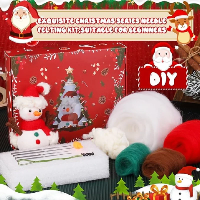 Cute Beginners Wool Felting Supplies with Instructions Starter Kit with Needle Felting Set for Christmas Children's Day