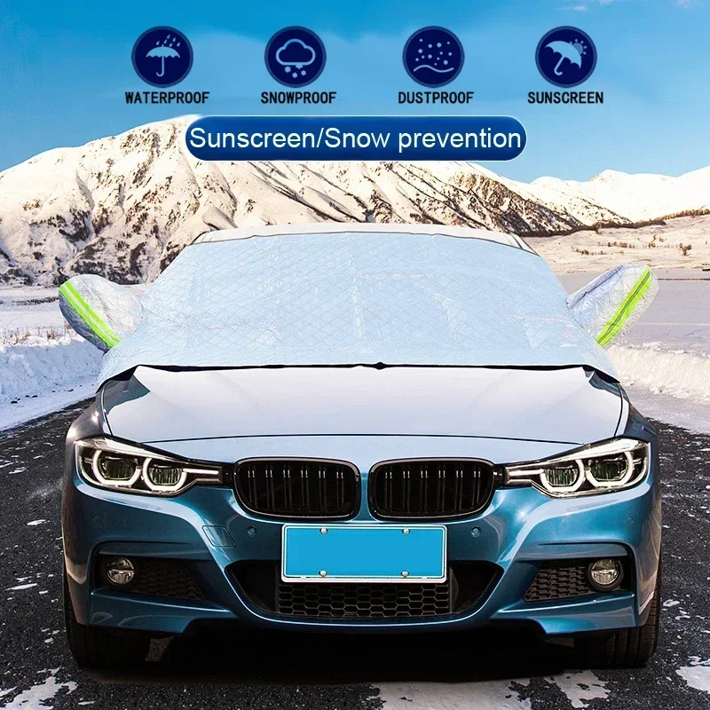 All-Weather Windshield and Mirror Protector with Windproof Sunshade